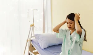 asian female patients worried chronic illnesses prolonged treatment stress female patient treating 236194150